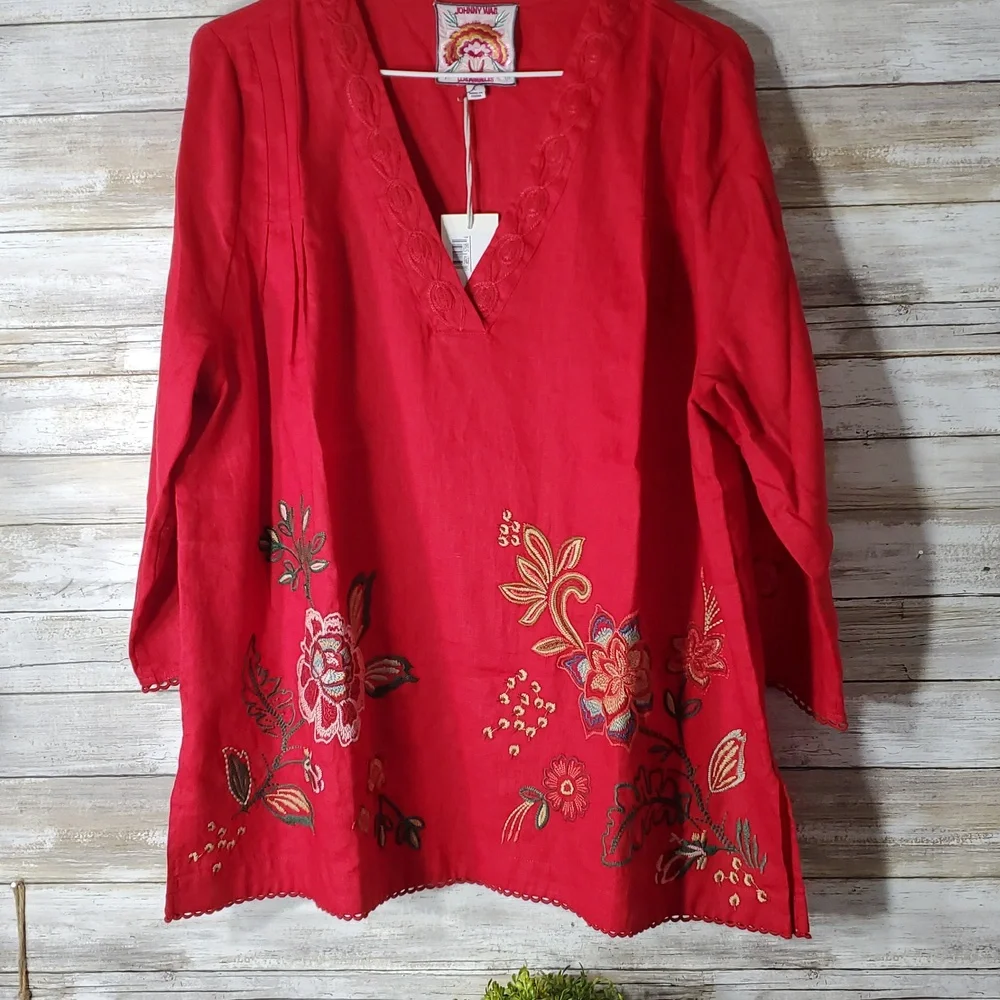 New Johnny Was 100% Linen "Messine" Top sz L - Picture 1 of 9